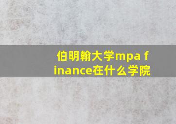 伯明翰大学mpa finance在什么学院